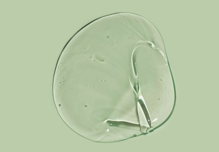 Clear topical DMSO gel texture representing dimethyl sulfoxide for pain relief, skin regeneration, and inflammation support