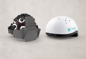 WeberBrain HOME laser helmet beside the Original Weber Infrared LED Helmet
